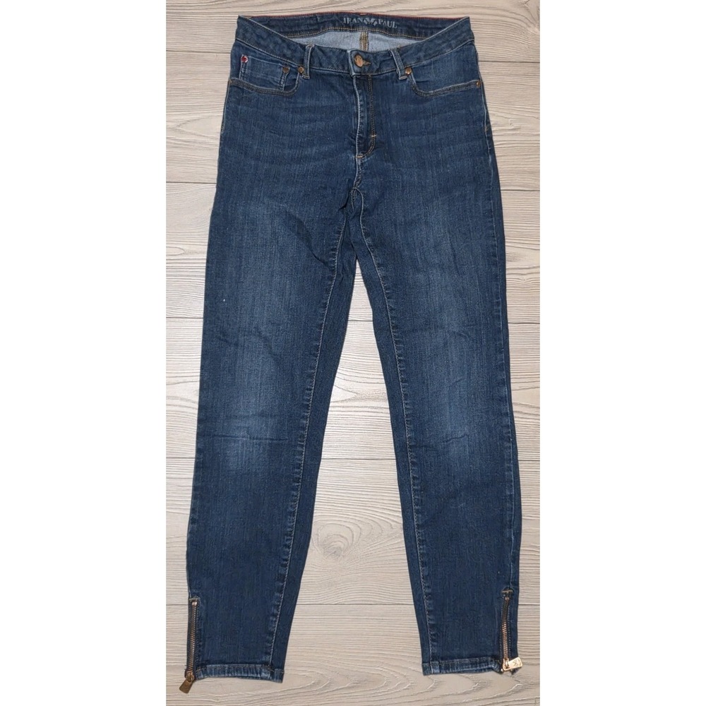 Jean Paul Femme Sabine Cropped Jeans Womens Medium Blue Zip Ankles Pants